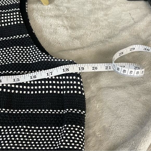 ANN TAYLOR Black and White Woven Striped Sleeveless A Line Polyamide Dress Sz 14 - Picture 6 of 7